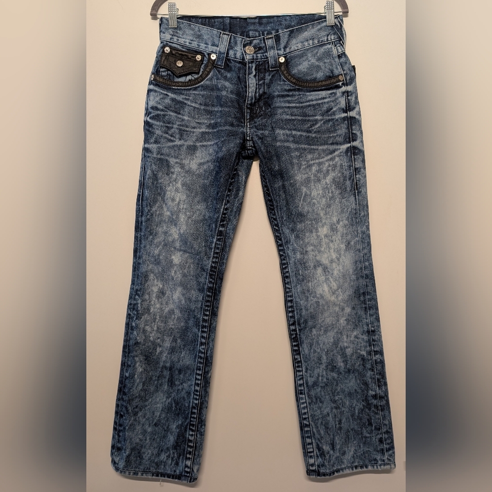 Vintage Y2K True Religion Jeans | Men’s 29 | Blue Acid Wash Black Flap Pockets
